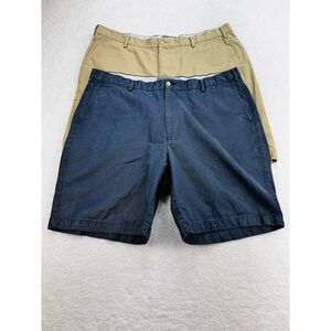 Peter Millar Chino Shorts Men 40 9" Lot of 2 Pima Cotton Khaki‎ Blue